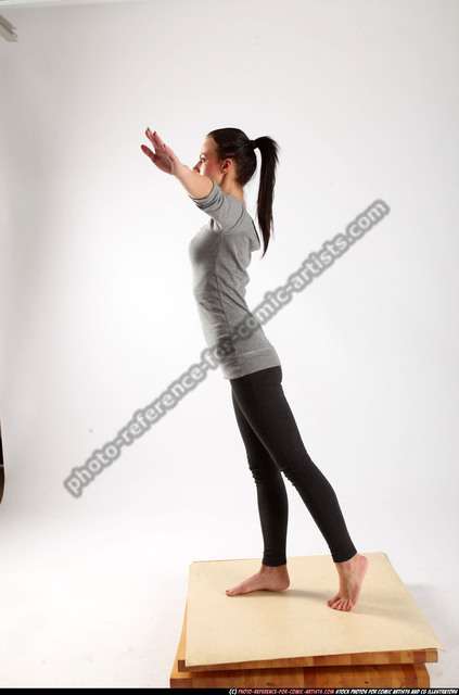 Woman Young Athletic White Fitness poses Standing poses Casual