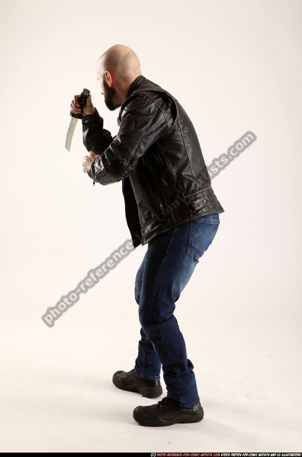 Man Adult Athletic White Fighting with sword Standing poses Jacket