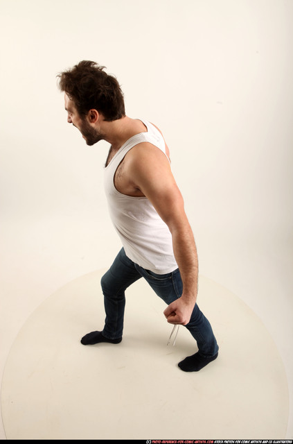 Man Adult Athletic White Fighting without gun Standing poses Casual