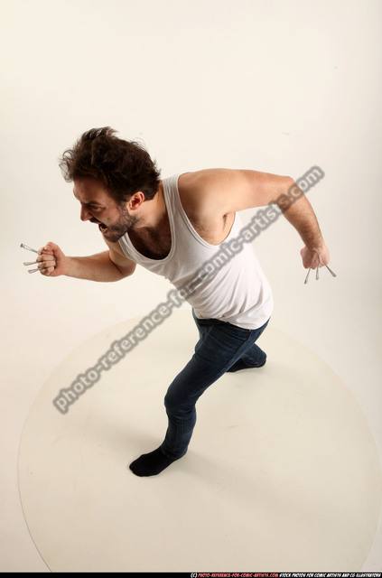 Man Adult Athletic White Fist fight Standing poses Casual