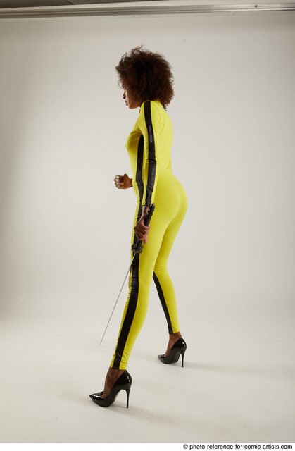 Woman Adult Average Black Fighting with sword Standing poses Casual