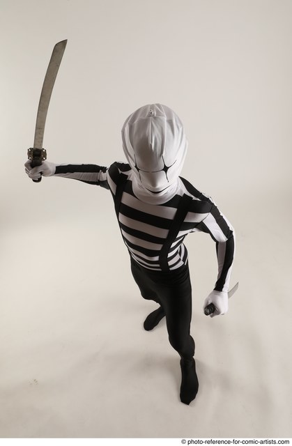 Man Adult Average Another Fighting with knife Standing poses Casual
