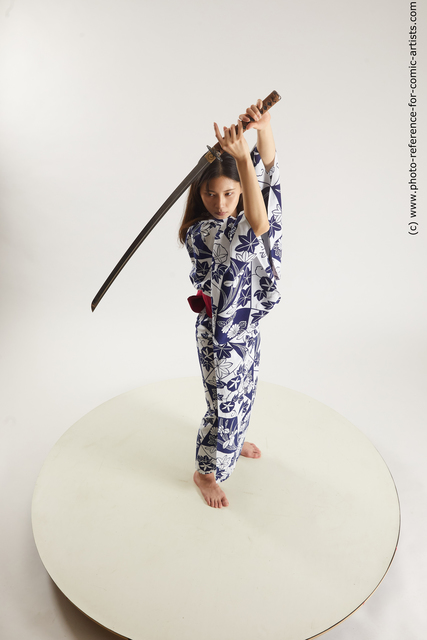 Woman Adult Average Fighting with sword Standing poses Asian Costumes