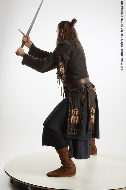 Man Adult Athletic White Fighting with sword Fight Costumes